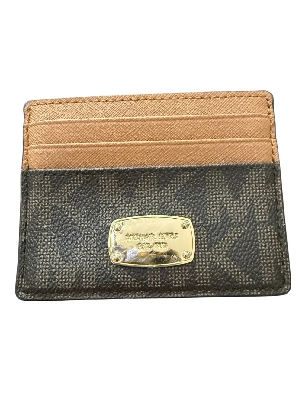 Michael Kors Dark and Light Brown Signature Card and License Holder